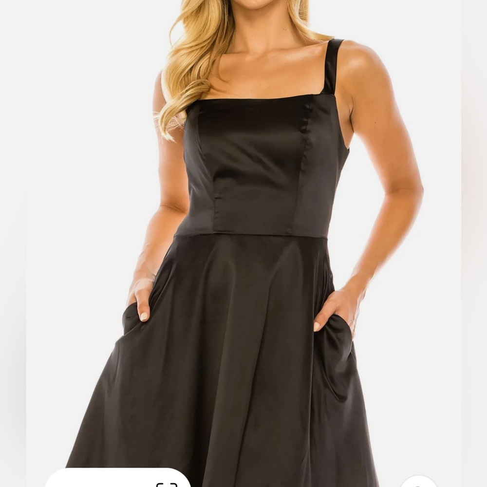 black silk flared homecoming formal dress